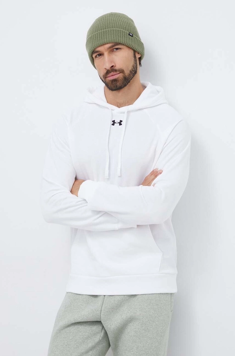 Under Armour bluza męska kolor biały z kapturem gładka 1379757