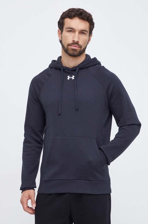 Under Armour bluza barbati, culoarea negru, cu glugă, neted