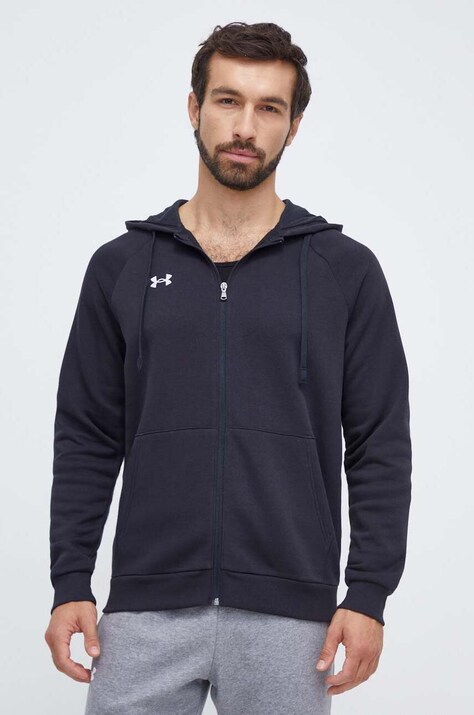 Under Armour bluza barbati, culoarea negru, cu glugă, neted