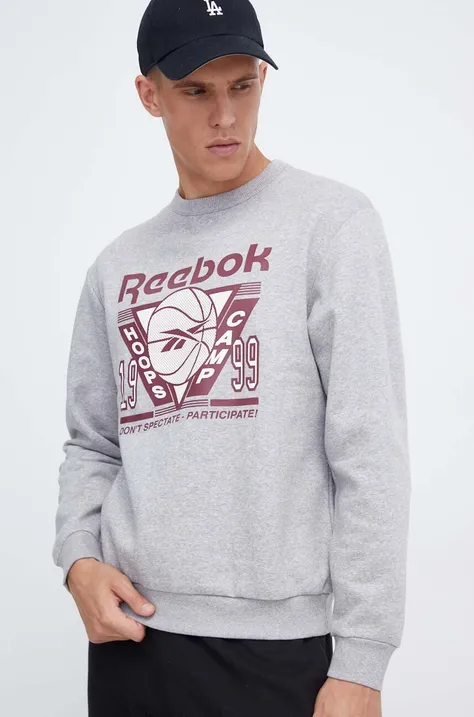 Кофта Reebok Classic Basketball мужская цвет серый с принтом