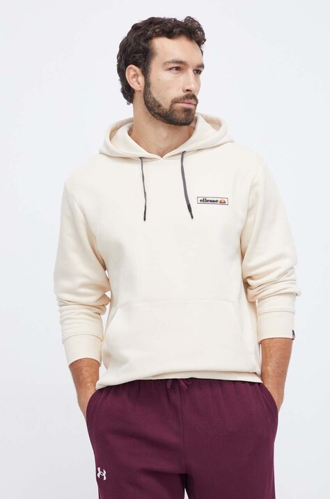 Кофта Ellesse мужская цвет бежевый с капюшоном однотонная
