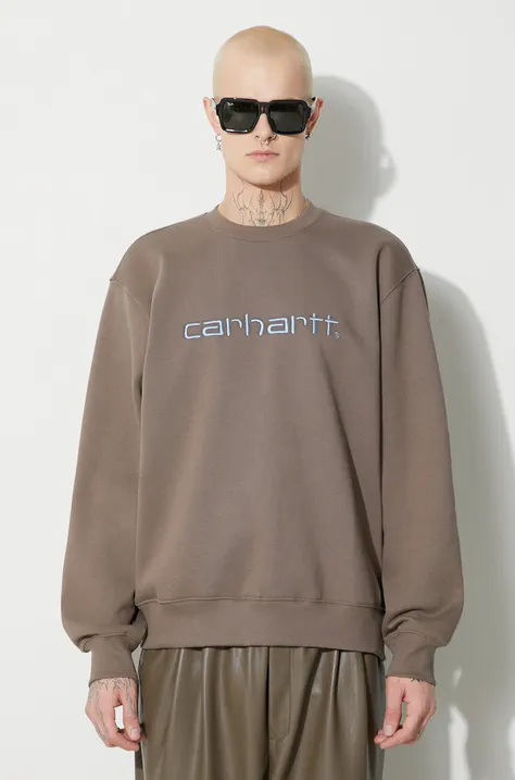 Carhartt WIP sweatshirt men's brown color