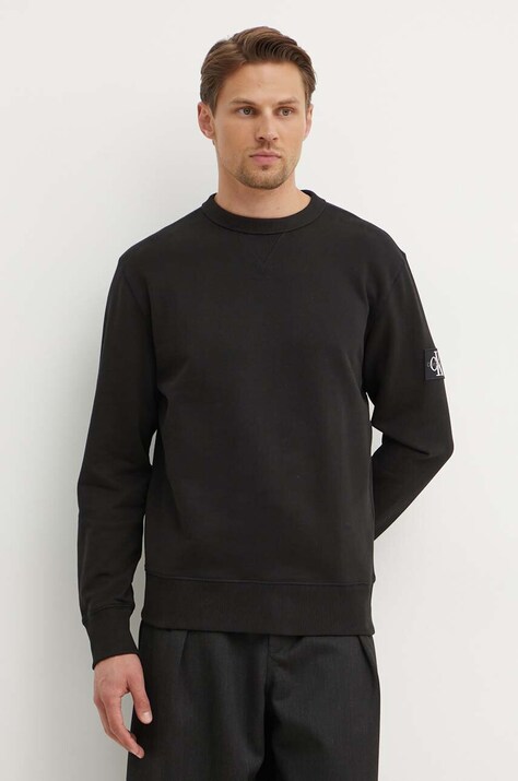 Calvin Klein Jeans hanorac de bumbac barbati, culoarea negru, neted, J30J323426