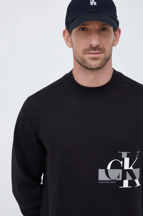 Calvin Klein Jeans bluza męska kolor czarny z nadrukiem