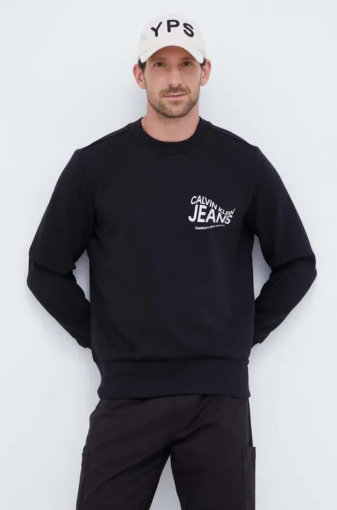 Calvin Klein Jeans bluza męska kolor czarny z aplikacją