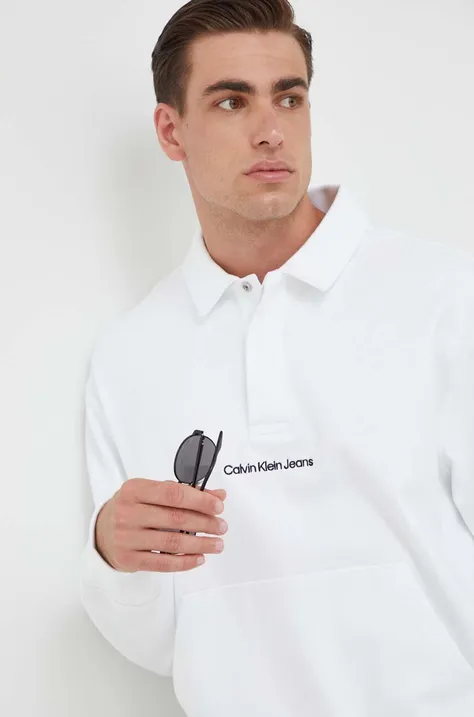 Pulover Calvin Klein Jeans moška, bela barva