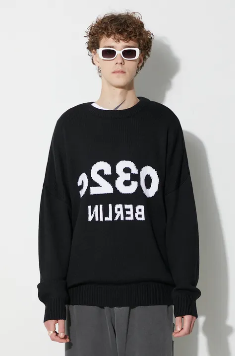 Шерстяной свитер 032C мужской цвет чёрный тёплый
