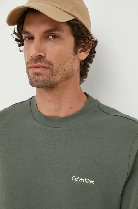 Dukserica Calvin Klein za muškarce, boja: zelena, bez uzorka