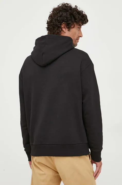 Pamučna dukserica Calvin Klein za muškarce, boja: crna, s kapuljačom, s tiskom