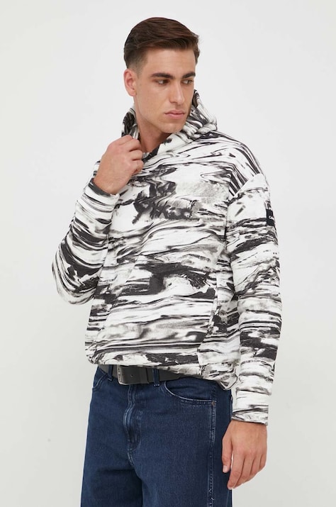 Кофта Calvin Klein чоловіча колір сірий з капюшоном візерунок