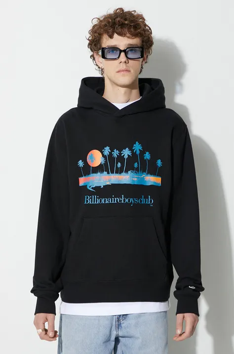 Billionaire Boys Club bluza bawełniana męska kolor czarny z kapturem z nadrukiem