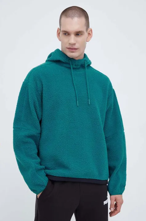 Športová mikina Calvin Klein Performance zelená farba, s kapucňou, jednofarebná