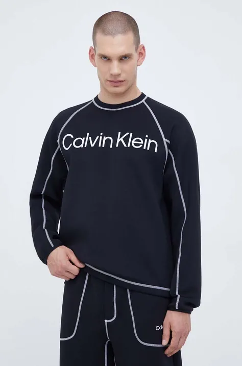 Dukserica za trening Calvin Klein Performance boja: crna, s tiskom
