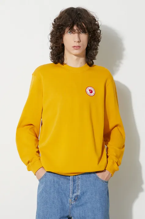 Fjallraven cotton sweatshirt 1960 Logo men's yellow color F87163.161