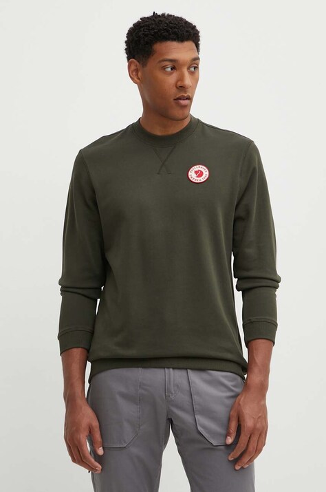 Bombažen pulover Fjallraven 1960 Logo moški, zelena barva