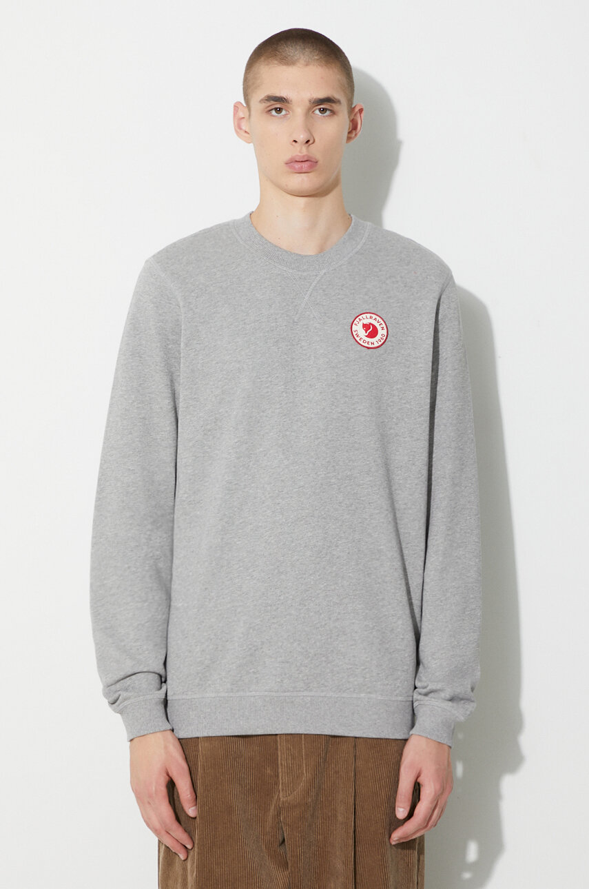 Fjallraven cotton sweatshirt 1960 Logo men's gray color F87163.020.999