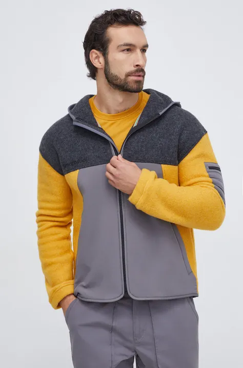 Smartwool bluza sportowa Hudson kolor szary z kapturem wzorzysta