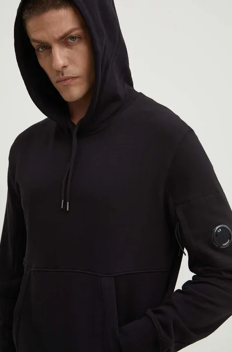 C.P. Company cotton sweatshirt DIAGONAL RAISED FLEECE LENS HOODIE men's black color 15CMSS023A005086W