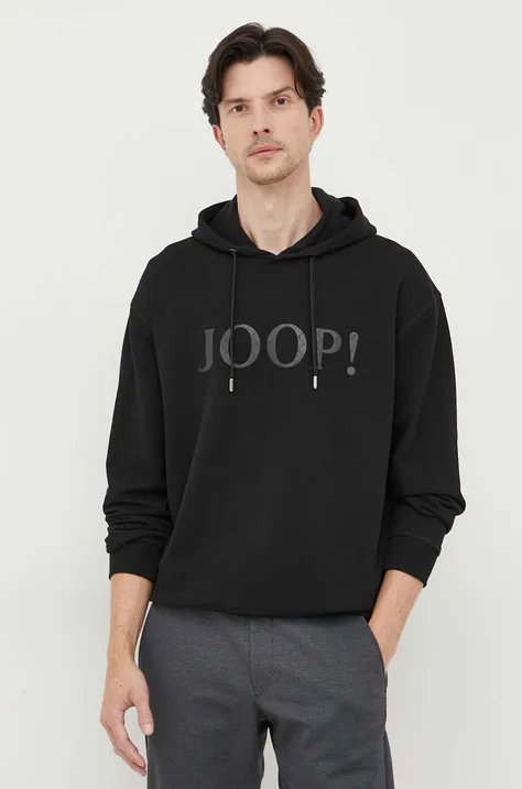 Βαμβακερή μπλούζα Joop! χρώμα: μαύρο, με κουκούλα
