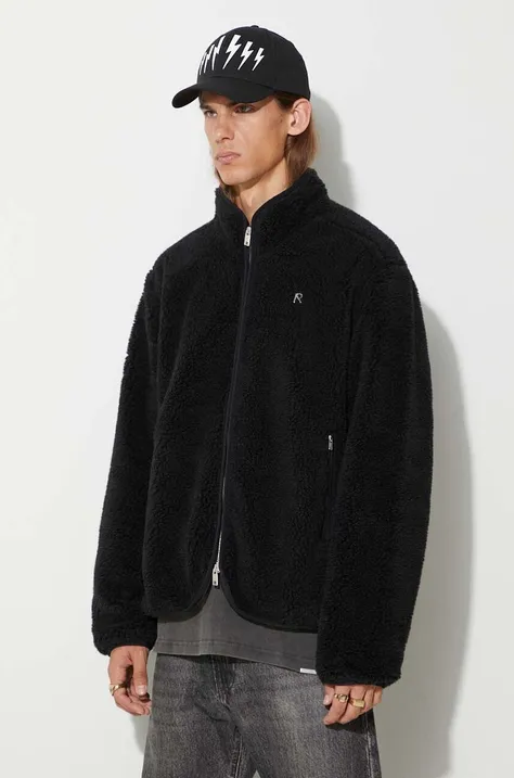 Μπλούζα Represent Fleece Zip Through χρώμα: μαύρο