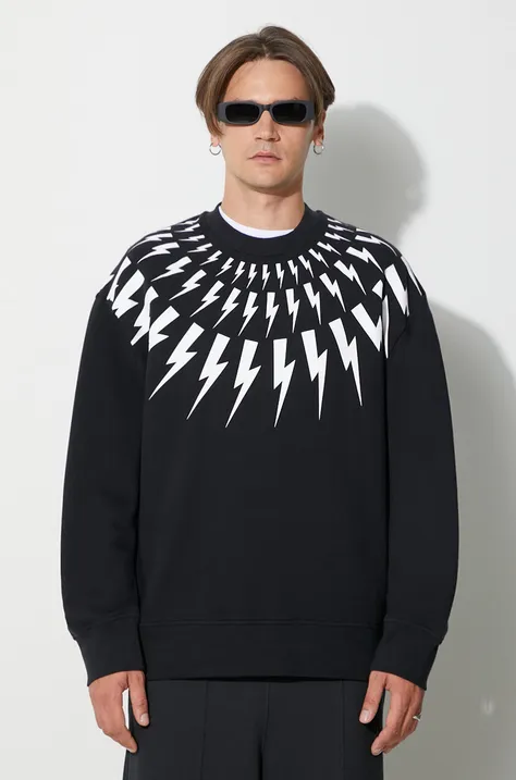 Neil Barett sweatshirt FAIRISLE THUNDERBOLT men's black color PBJS010S.V517S.524