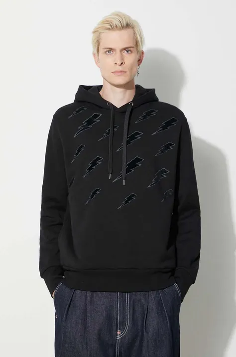 Neil Barett cotton sweatshirt EASY BLOUSON DEGRADE' RAIN BOLTS men's black color PBJS224.V519S.1891