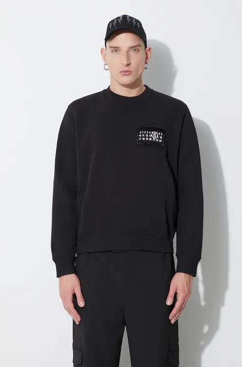 Dukserica MM6 Maison Margiela Sweatshirt za muškarce, boja: crna, s tiskom, S62GU0118