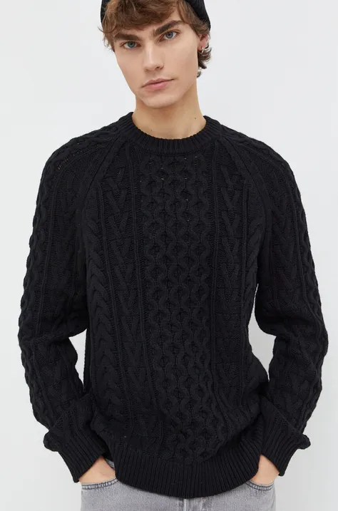 Abercrombie & Fitch sweter z domieszką wełny męski kolor czarny
