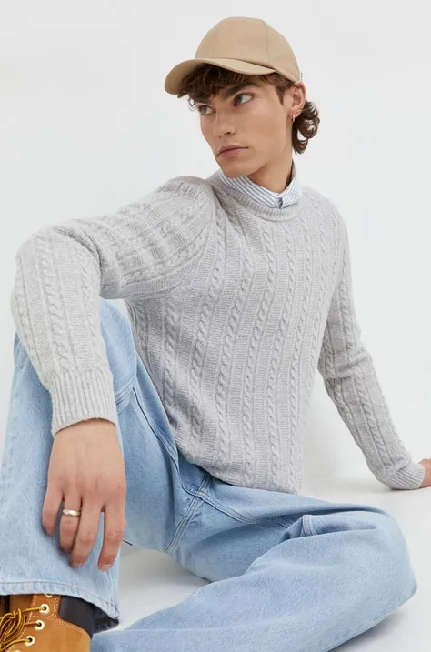 Пуловер Abercrombie & Fitch мъжки в сиво