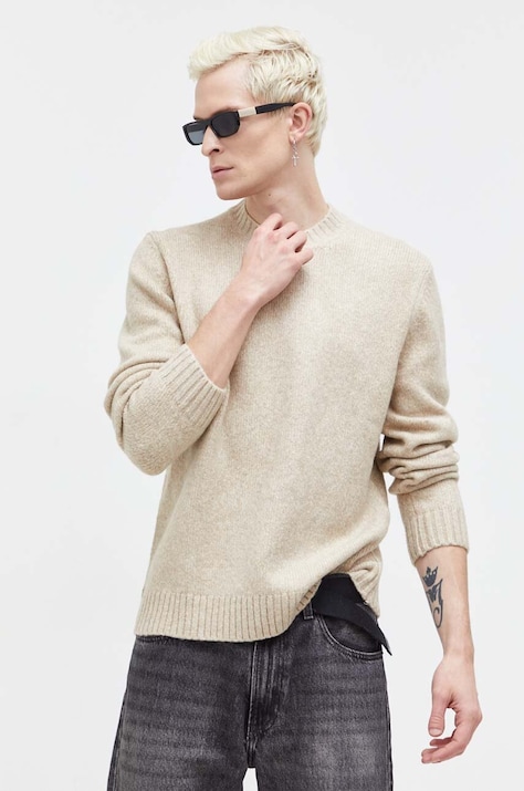 Пуловер Abercrombie & Fitch мъжки в бежово