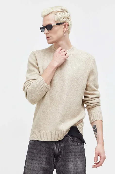 Abercrombie & Fitch sweter męski kolor beżowy
