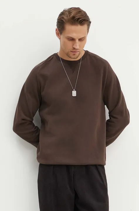 Pamučna dukserica Universal Works Classic Crew Sweatshirt za muškarce, boja: smeđa, bez uzorka, 29604