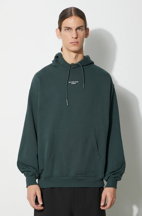 Drôle de Monsieur cotton sweatshirt Le Hoodie Classique NFPM men's green color C-HO109-CO001-DGN