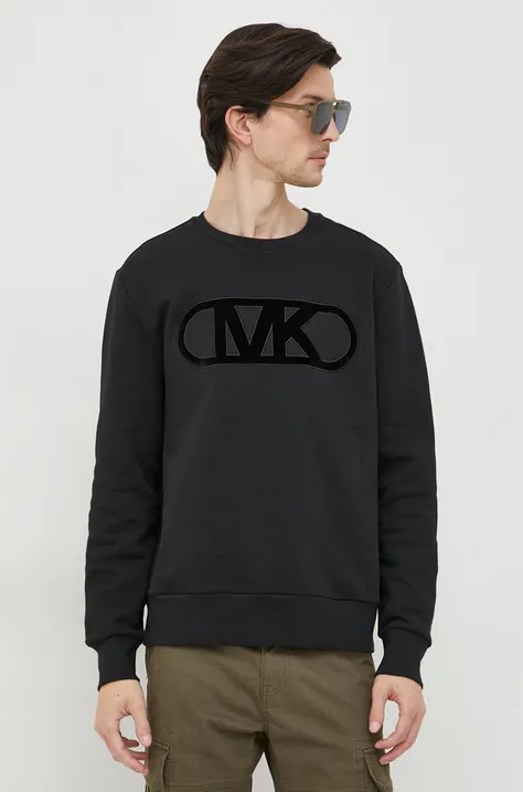 Bombažen pulover Michael Kors moška, črna barva