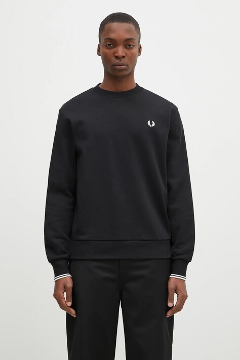 Хлопковая кофта Fred Perry мужская цвет чёрный однотонная M7535.184
