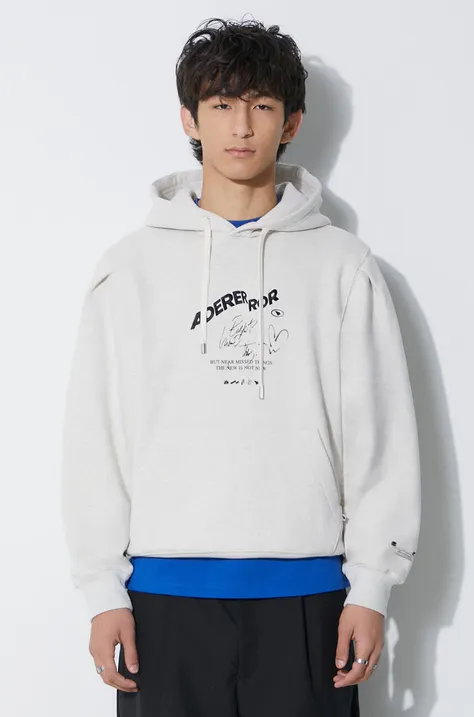 Ader Error bluza bawełniana Caner Logo Hoodie męska kolor szary z kapturem melanżowa BMADFWHD0102