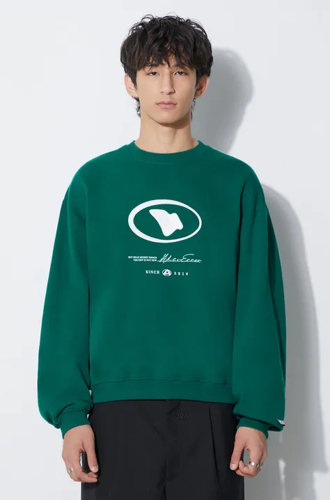 Ader Error cotton sweatshirt Etik Logo men's green color BMADFWSW0103