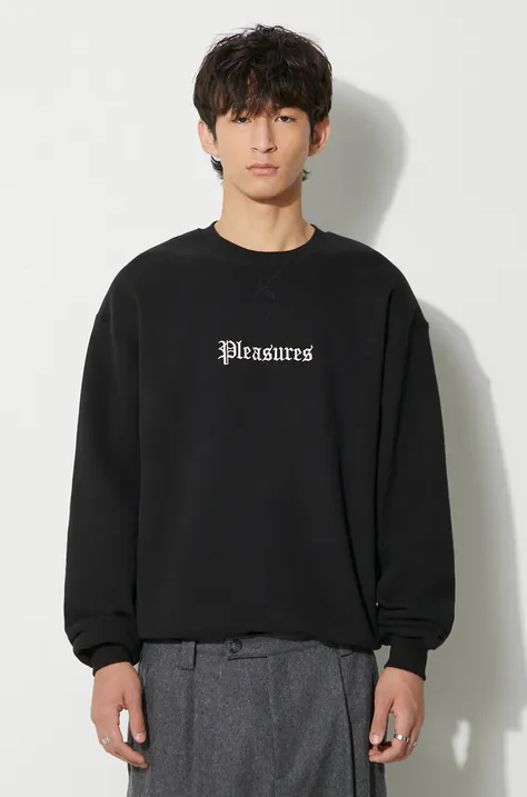 PLEASURES sweatshirt Recipe Crewneck men's black color P23F021 BLACK