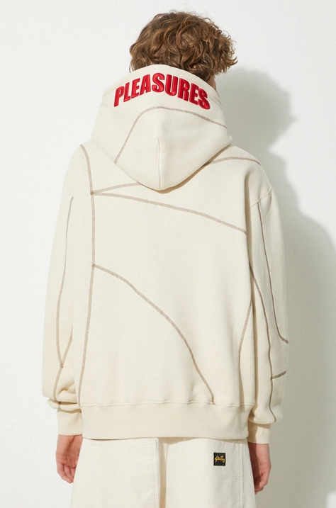 Кофта PLEASURES Vein Hoodie мужская цвет бежевый с капюшоном с аппликацией P23W032.TAN