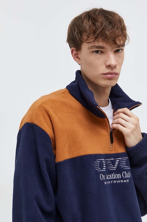 On Vacation bluza culoarea albastru marin, cu imprimeu