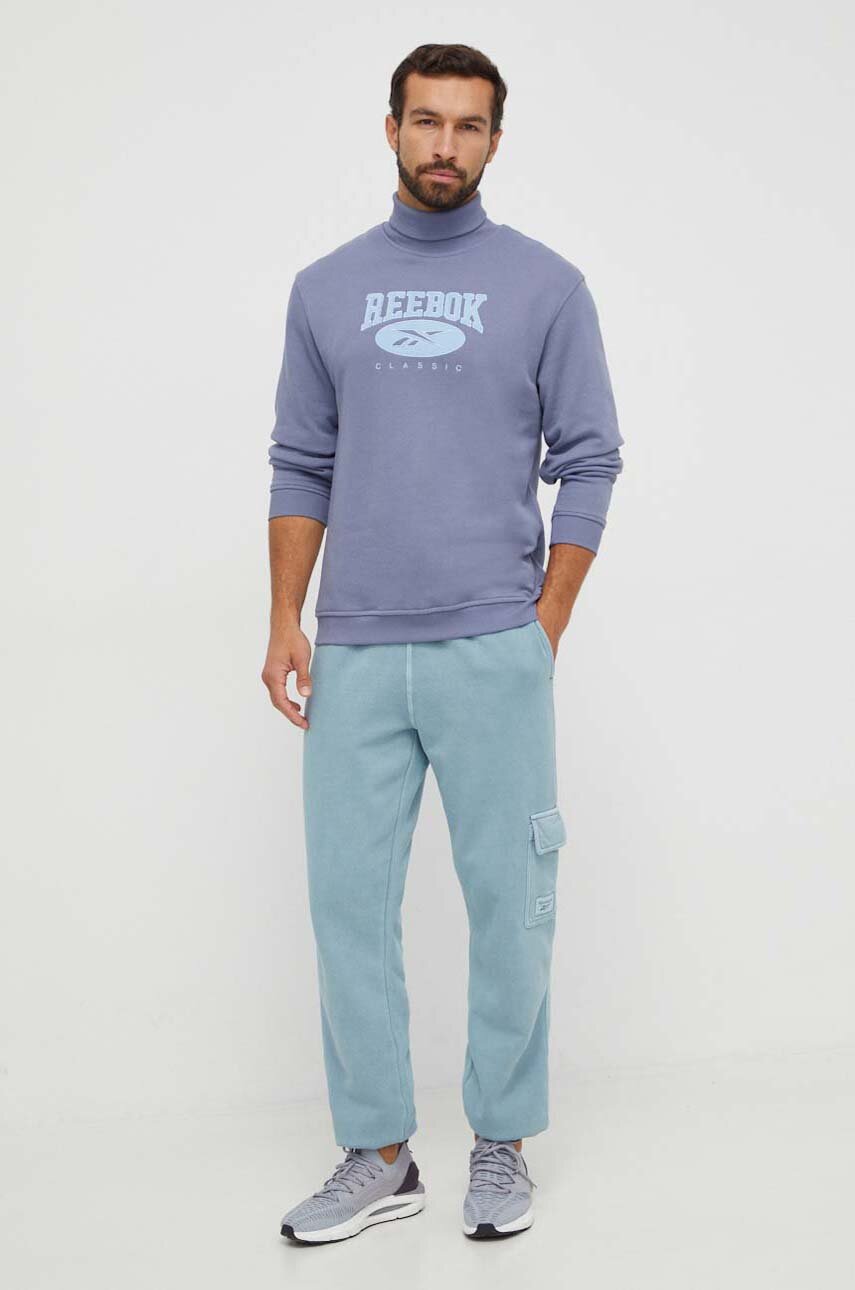 Reebok Classic bluza bawełniana kolor niebieski z aplikacją