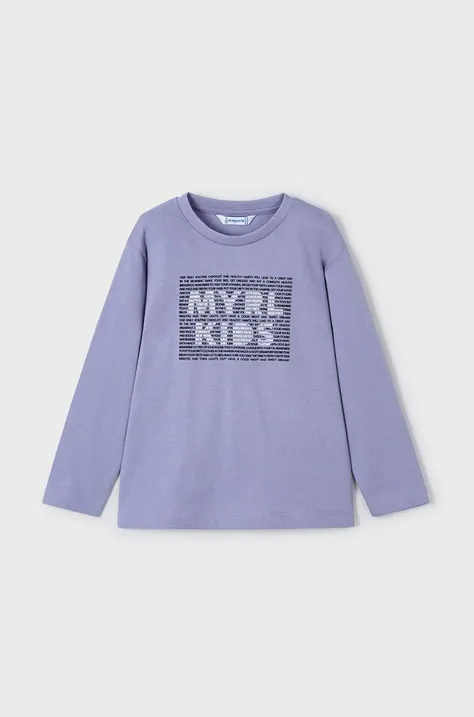 Dětská bavlněná košile s dlouhým rukávem Mayoral fialová barva, s potiskem