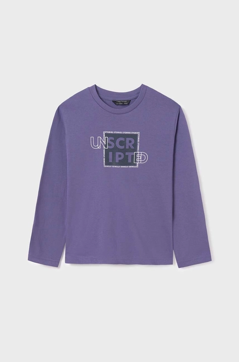 Mayoral longsleeve din bumbac pentru copii culoarea violet, cu imprimeu