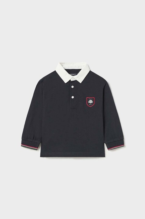 Mayoral longsleeve din bumbac pentru bebeluși culoarea albastru marin, neted