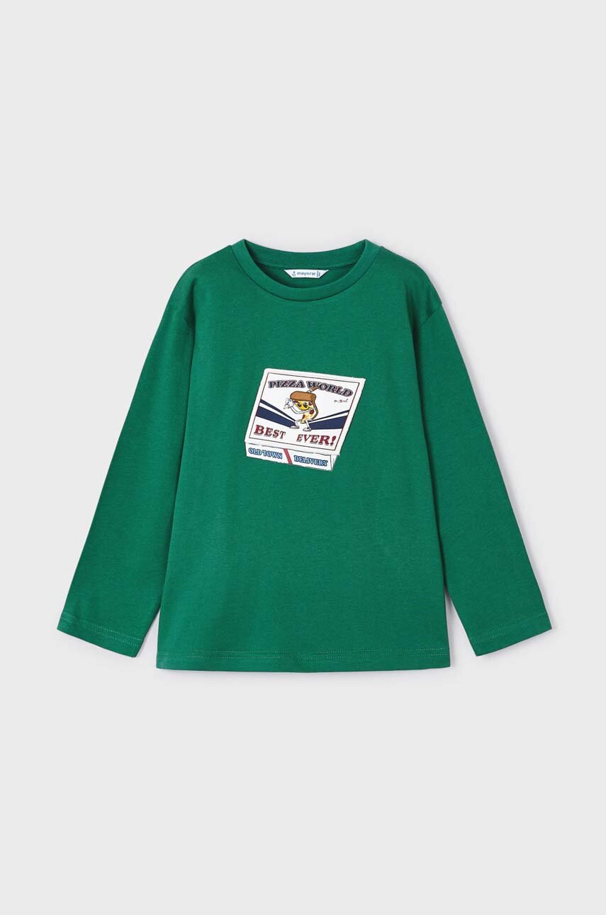 Mayoral longsleeve din bumbac pentru copii culoarea verde, cu imprimeu