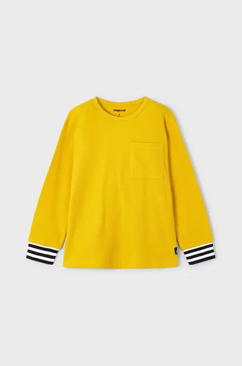 Detské tričko s dlhým rukávom Mayoral žltá farba, jednofarebný