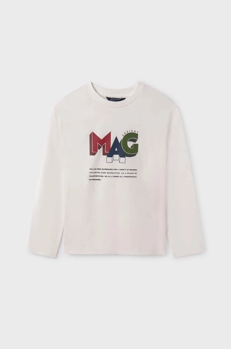 Mayoral longsleeve din bumbac pentru copii culoarea bej, cu imprimeu