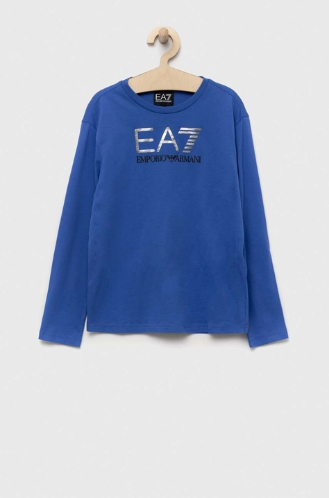 EA7 Emporio Armani longsleeve din bumbac pentru copii cu imprimeu