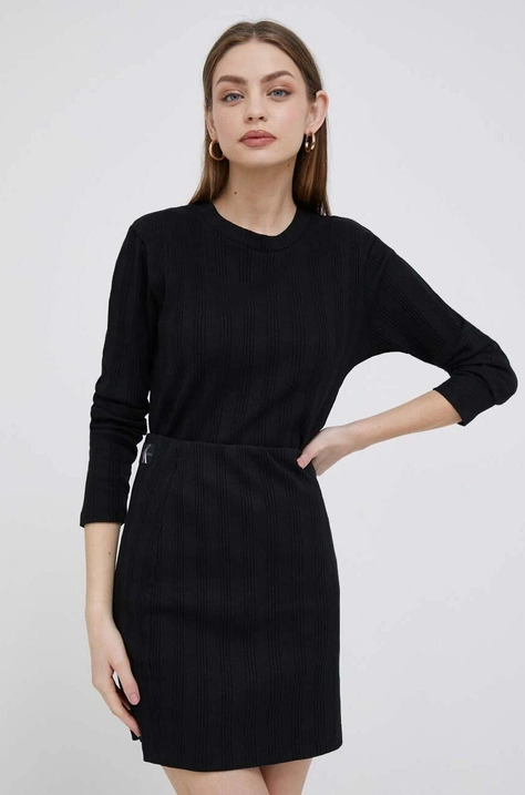 Calvin Klein Jeans longsleeve femei, culoarea negru