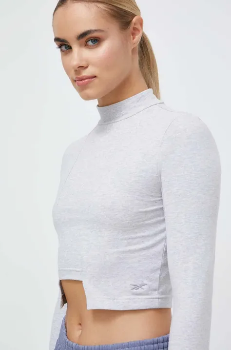 Блуза с дълги ръкави Reebok Classic в сиво с ниско поло